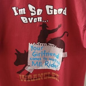 Wrangler Mens Red Med T Shirt Bullriding Rodeo